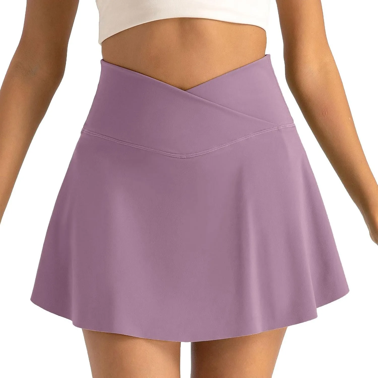 Women's Summer Sports Loose Trendy Quick Dry Elastic High Waist Solid Color Yoga Fitness Tennis Skirts, S-2XL