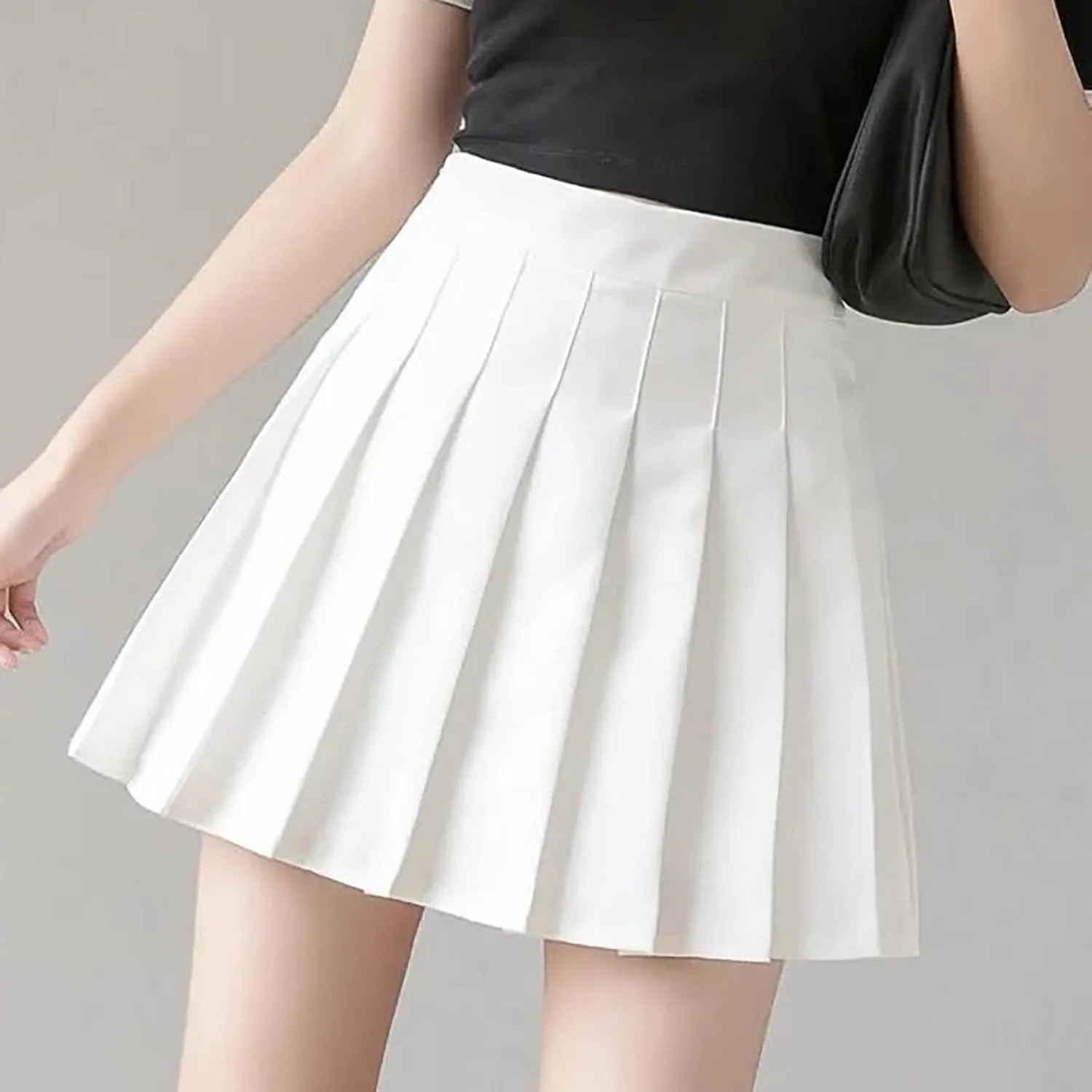 Women's Sundresses 2025 Summer Casual Loose Trendy Elastic High Waist Solid Color Pleated Sun Beach Mini Skirts, XS-3XL