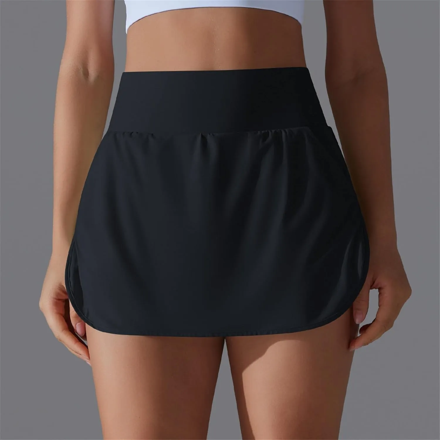 Womens Tennis Shorts Trendy Fake Two-Piece High Waist Sports Pants Gym Yoga Casual Solid Athletic Skirt Shorts 2025
