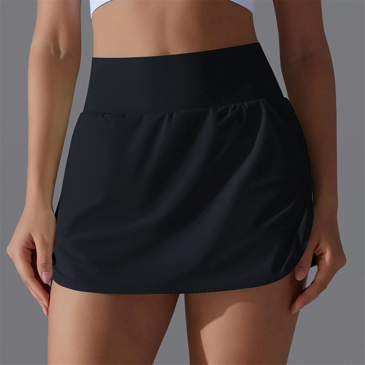 Womens Tennis Shorts Trendy Fake Two-Piece High Waist Sports Pants Gym Yoga Casual Solid Athletic Skirt Shorts 2025