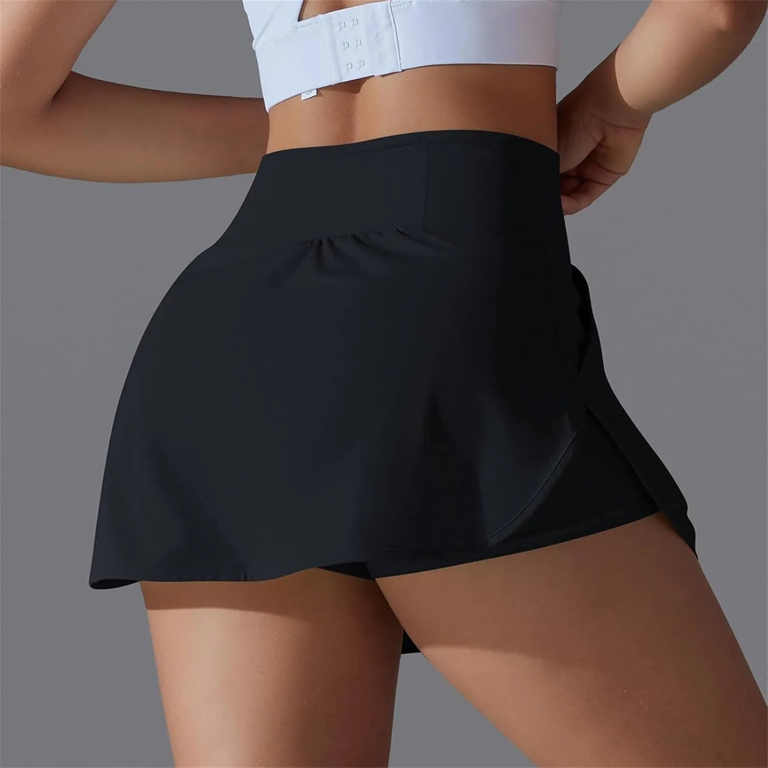 Womens Tennis Shorts Trendy Fake Two-Piece High Waist Sports Pants Gym Yoga Casual Solid Athletic Skirt Shorts 2025