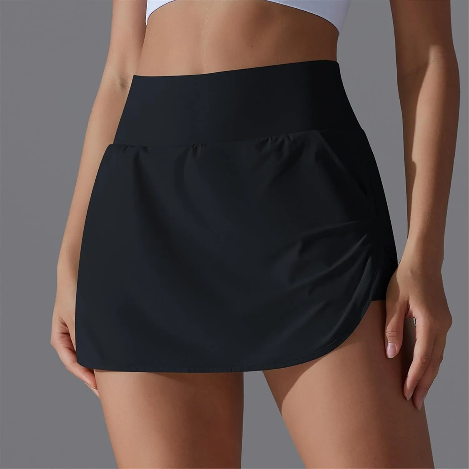 Womens Tennis Shorts Trendy Fake Two-Piece High Waist Sports Pants Gym Yoga Casual Solid Athletic Skirt Shorts 2025