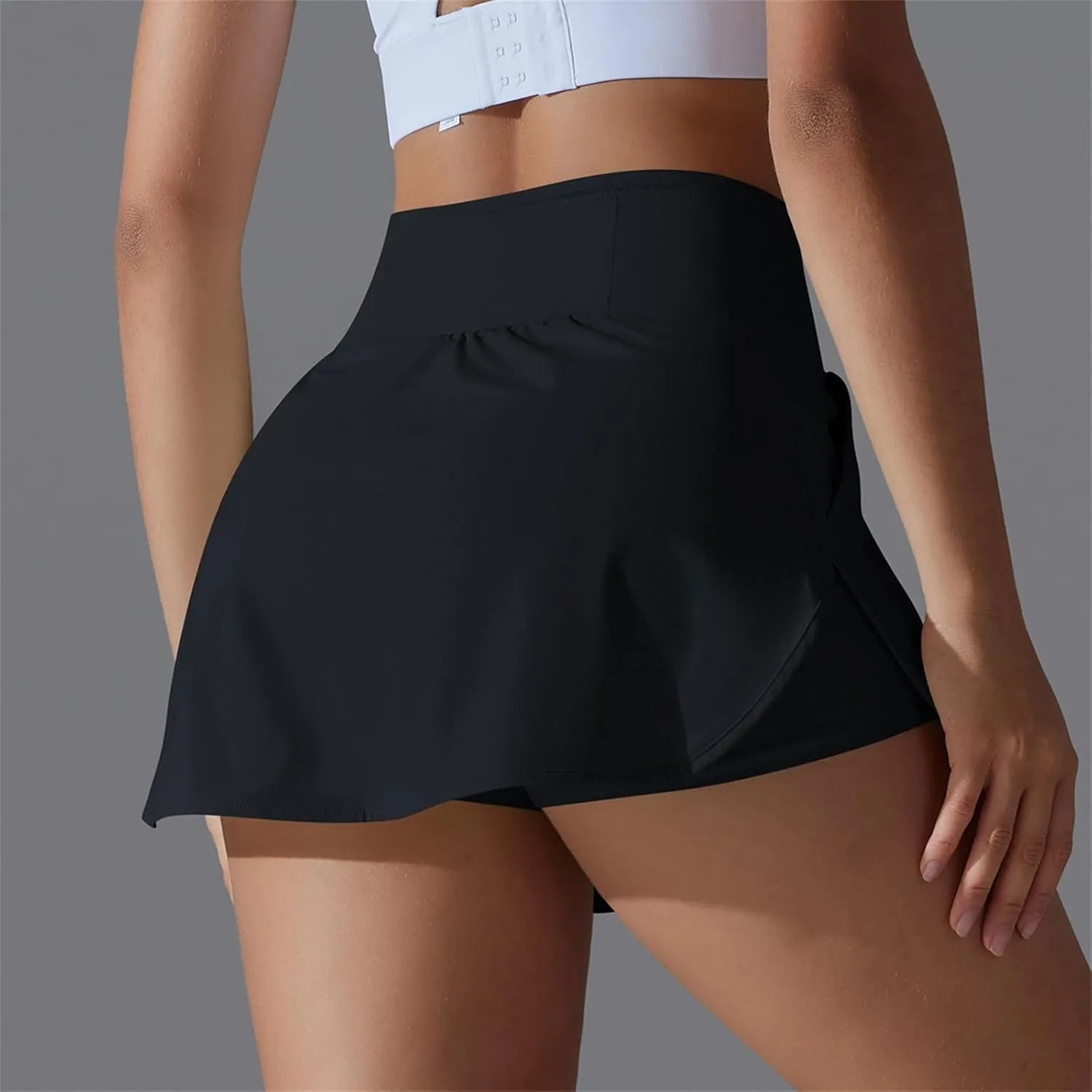 Womens Tennis Shorts Trendy Fake Two-Piece High Waist Sports Pants Gym Yoga Casual Solid Athletic Skirt Shorts 2025
