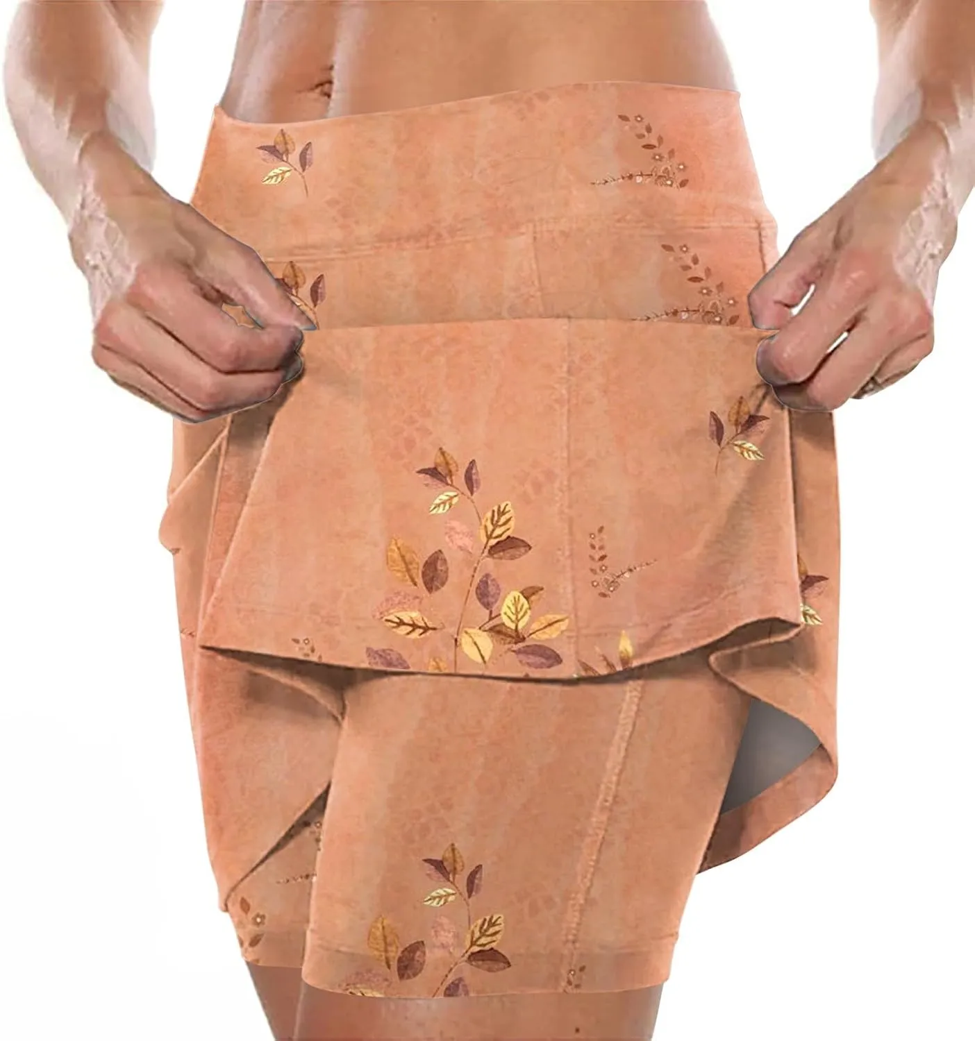 Womens Tennis Skirts with Pockets Tummy Control Floral Print Mini Skirt Workout Running Athletic Sports Golf Skorts Plus Size