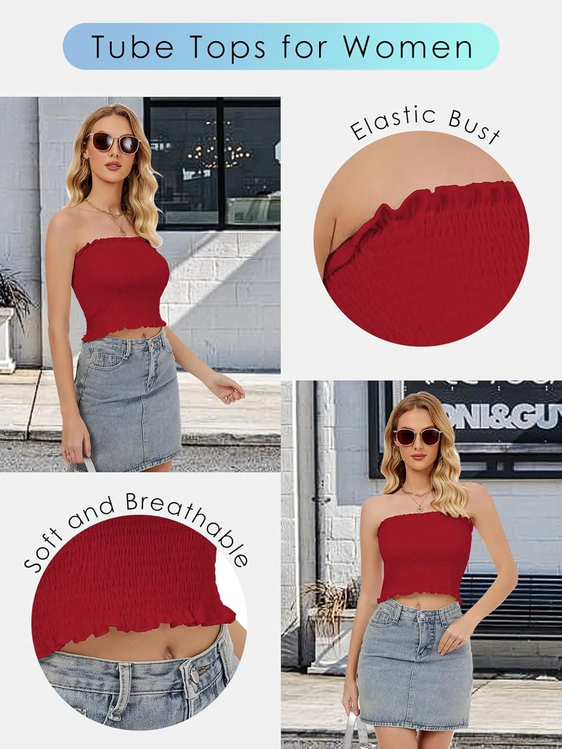 Womens Tube Top Summer Strapless Crop Tops Basic Tank Casual Sleeveless Shirt