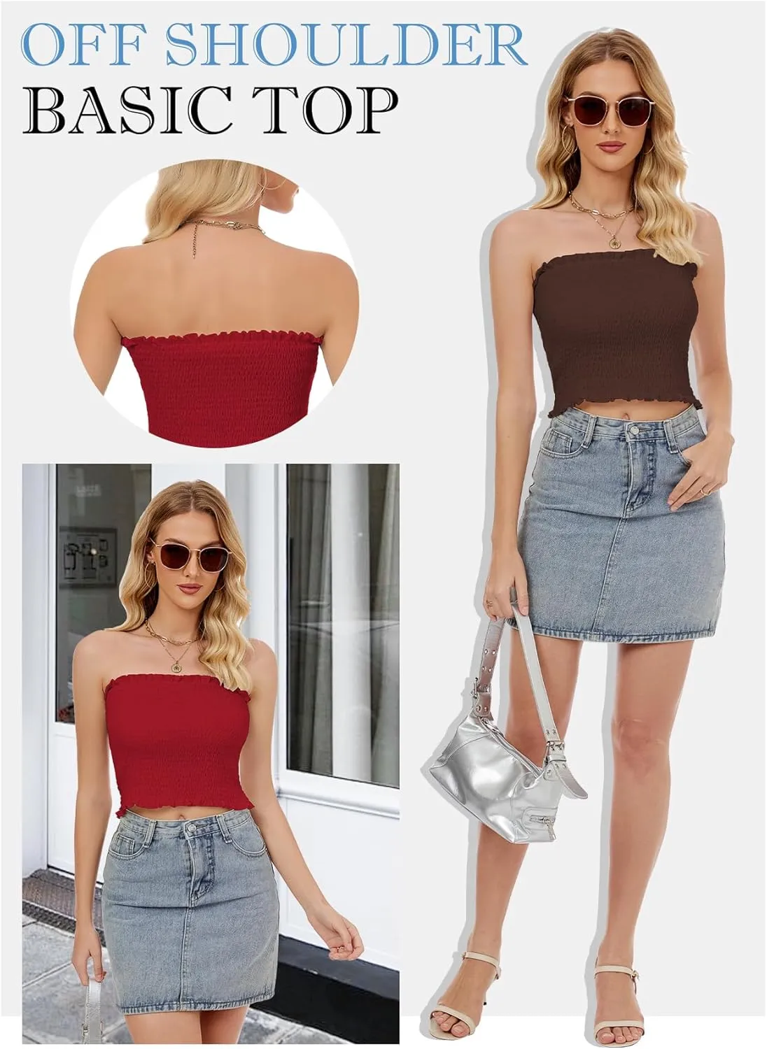 Womens Tube Top Summer Strapless Crop Tops Basic Tank Casual Sleeveless Shirt