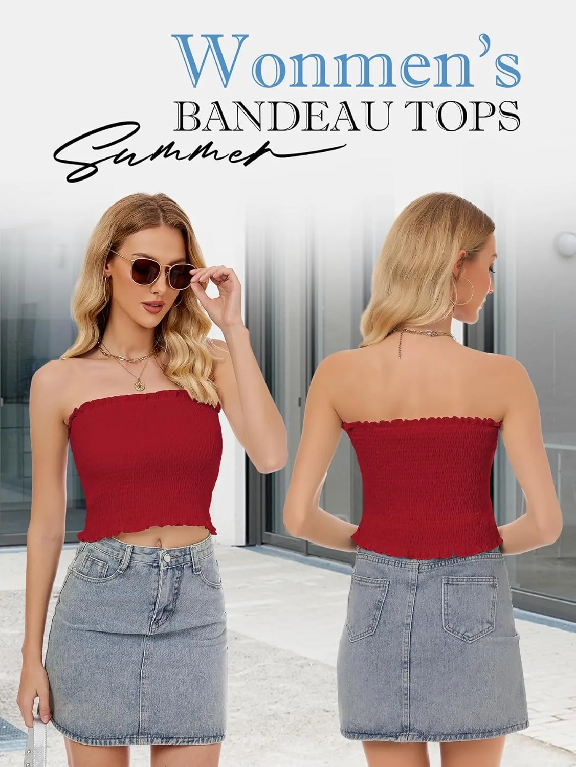 Womens Tube Top Summer Strapless Crop Tops Basic Tank Casual Sleeveless Shirt