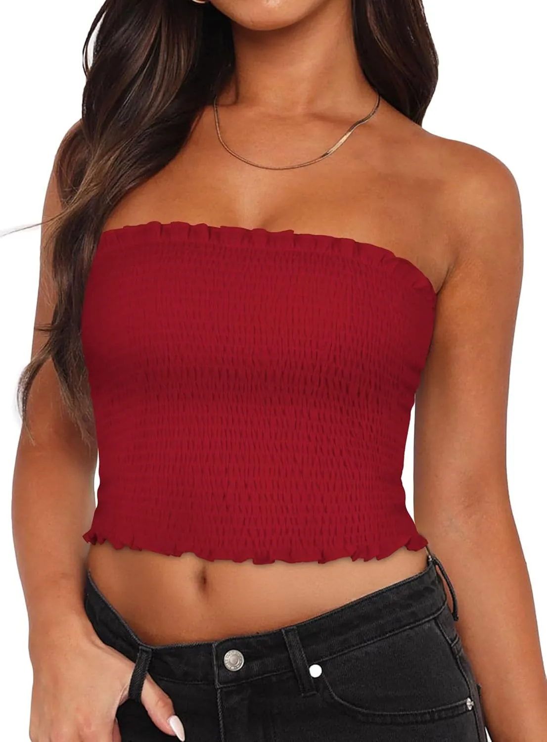 Womens Tube Top Summer Strapless Crop Tops Basic Tank Casual Sleeveless Shirt