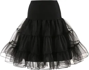 Women's Tulle Petticoat Tulle Midi Knee Length Skirt Adult Puffy Tutu Skirt Underskirts for Cosplay Underskirt