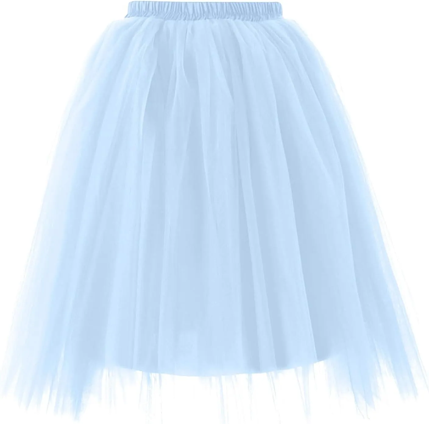 Womens Underskirts for Cosplay Elastic Ruffle Tutu Skirt Party Tulle Elegant Midi Skirt Lightweight A-Line Petticoat