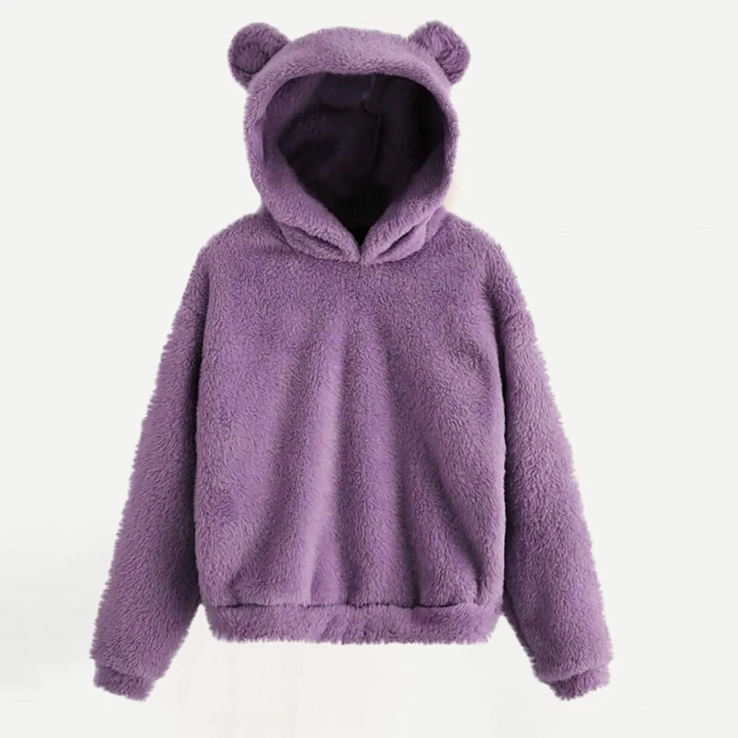 Womens Velvet Long Sleeve Sweatshirt Cute Hoodie Loose Baggy Shirts Funny Soft Comfy Fall Winter Outfits