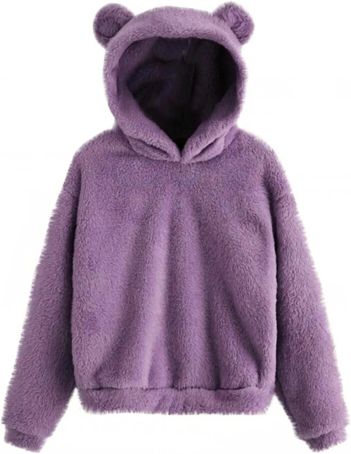 Womens Velvet Long Sleeve Sweatshirt Cute Hoodie Loose Baggy Shirts Funny Soft Comfy Fall Winter Outfits