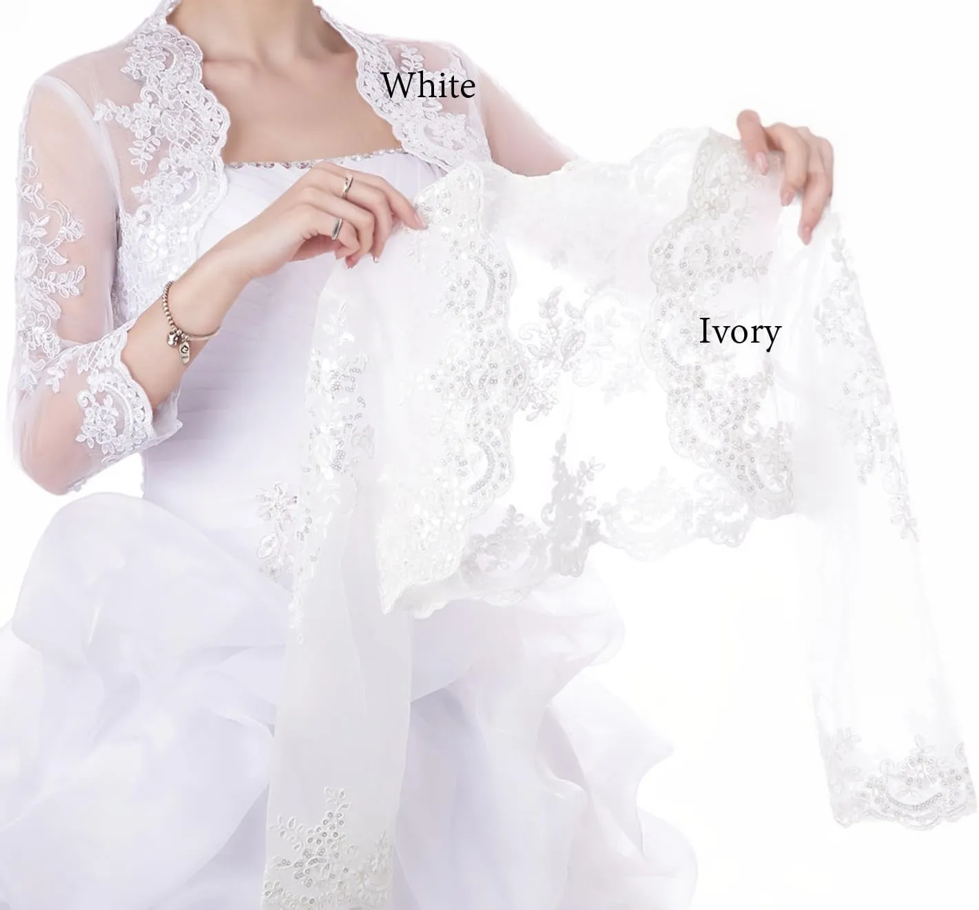 Women's Wedding Top Lace Jacket for Bride Lace Bolero Jacket Long Sleeve