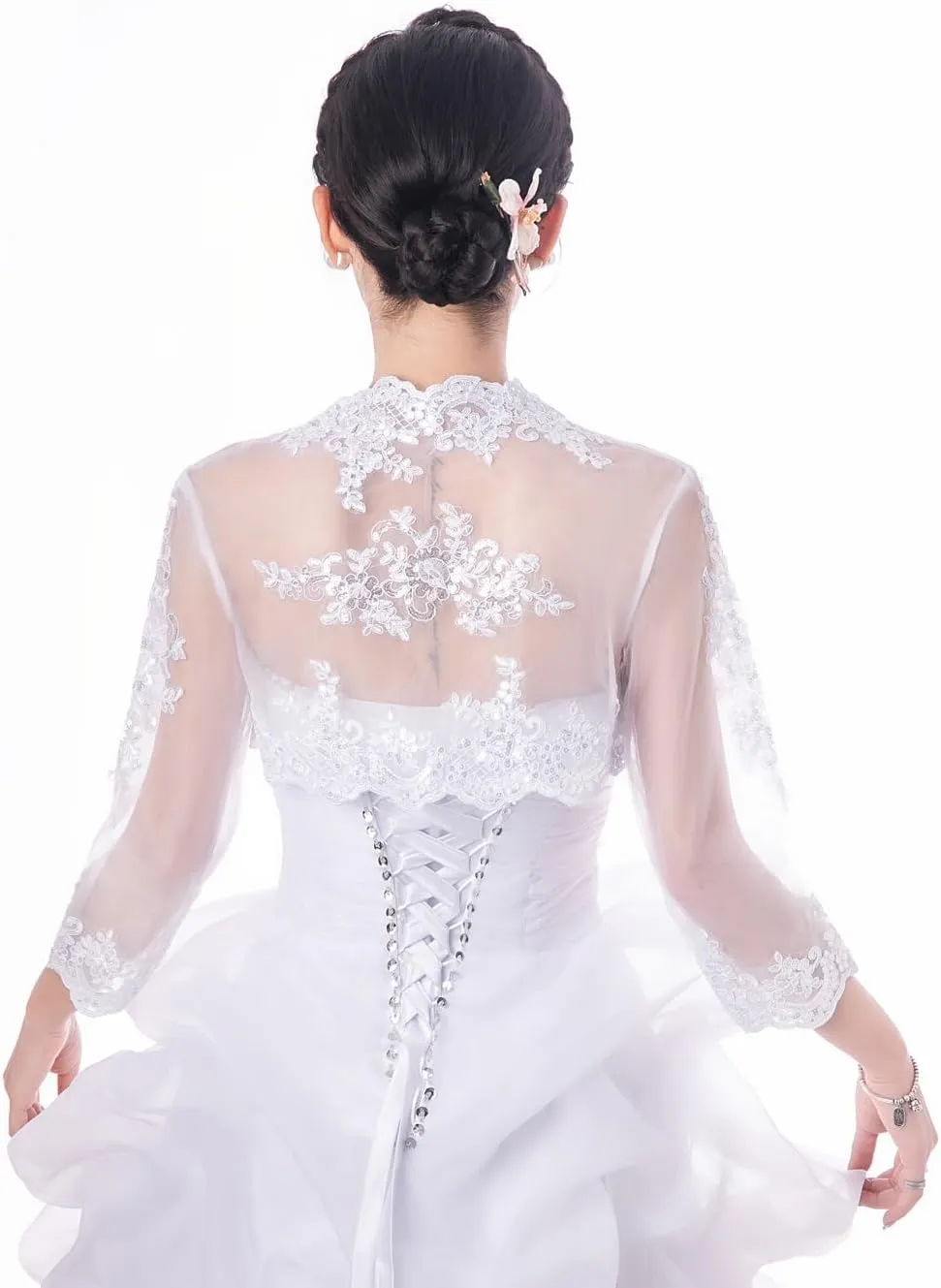 Women's Wedding Top Lace Jacket for Bride Lace Bolero Jacket Long Sleeve