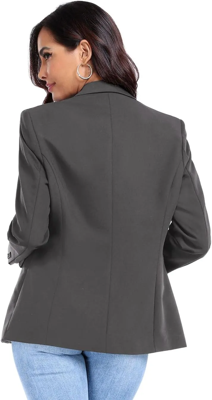 Women's Work Office Blazer One Button Notched Lapel Business Tuxedo Blazer Casual Blazer Jackets Suit Petite