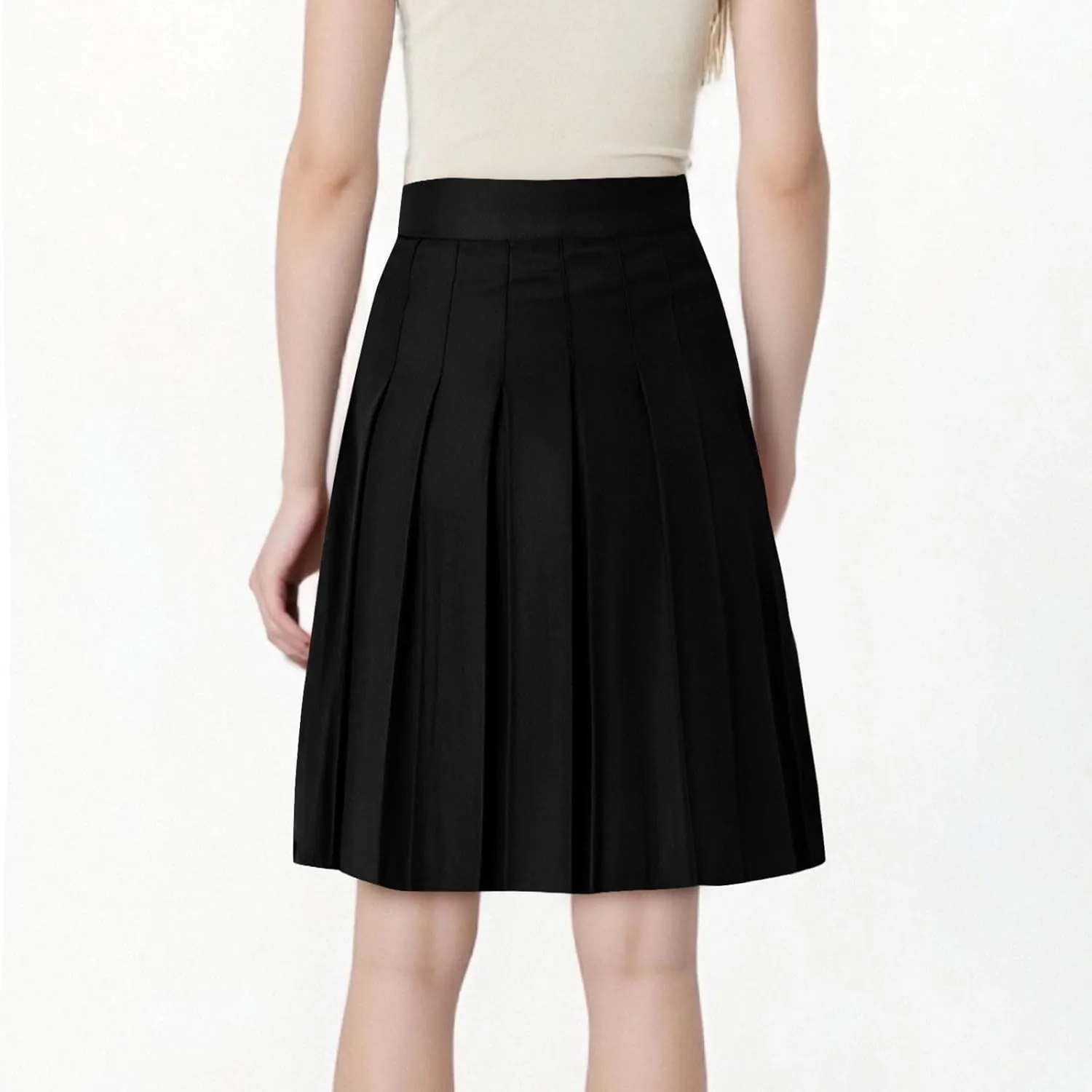 Xiaojmake Women Pleated A-Line Skirts Flowy Short Mini Basic Skirt High Waist School Uniform Tennis Cheerleader Skater Skirts