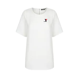 Y Womens Short Sleeve Soft Top - Ivory