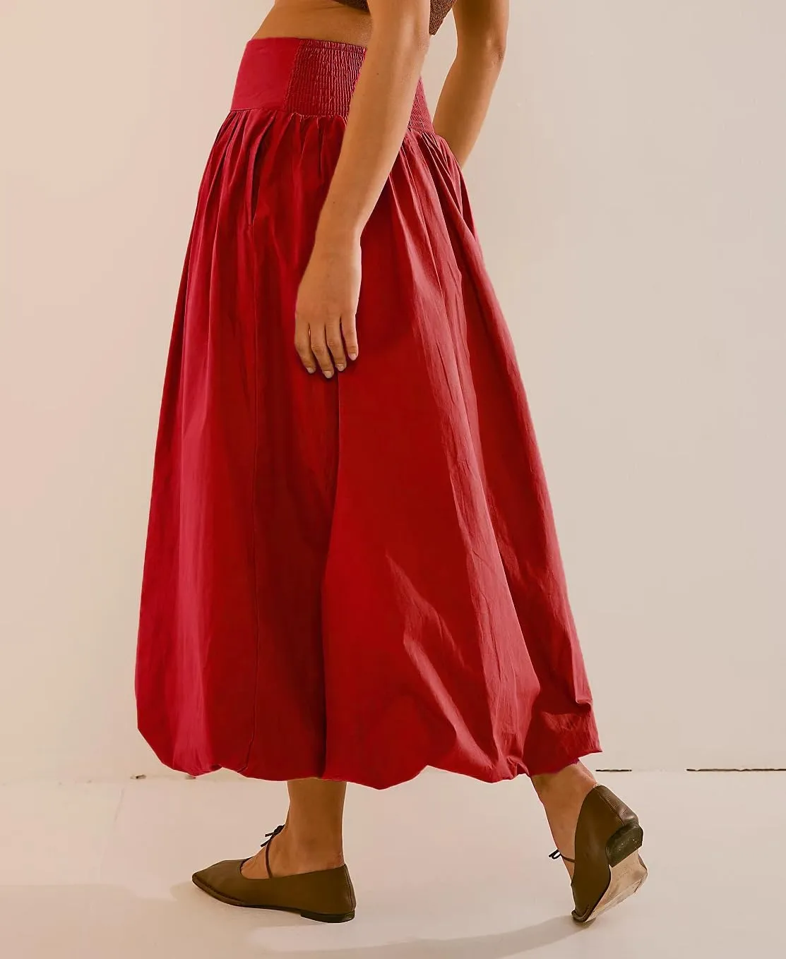Y2k Cute Bubble Maxi Skirt for Women Low Rise Aline Flowy Puffy Long Skirt Fairy Ruffle Pleated Balloon Skirt