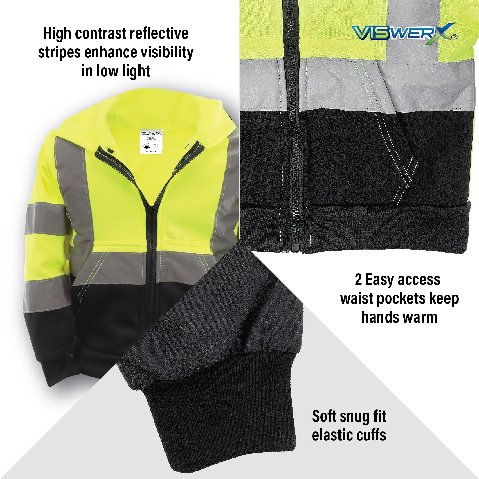 Youth Hi-Visibility Zip-Up Safety Hoodie