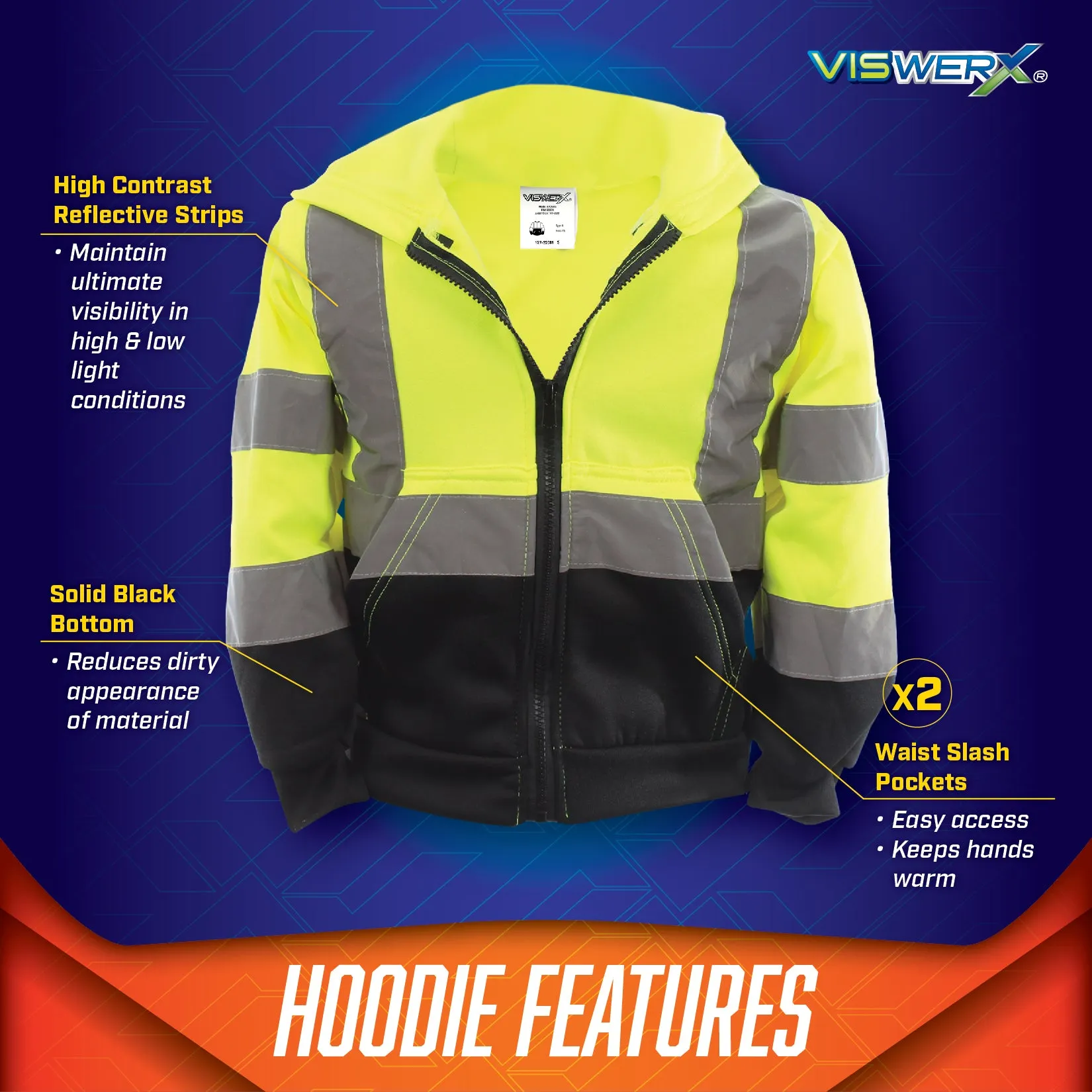 Youth Hi-Visibility Zip-Up Safety Hoodie