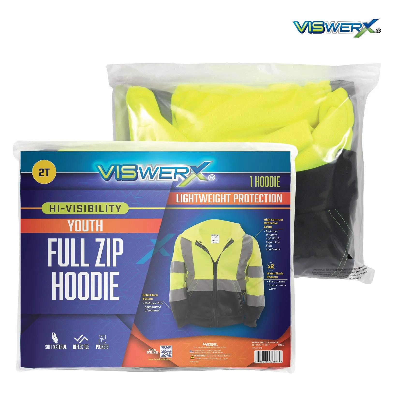 Youth Hi-Visibility Zip-Up Safety Hoodie