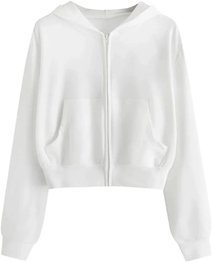 Zip Up Hoodies for Women Casual Solid Long Sleeve Zipper Pocket Shirt Hooded Sweatshirt Tops Hoodie Women plus Size