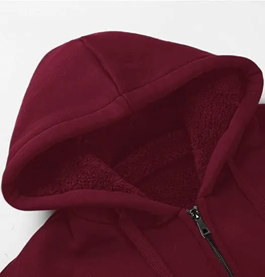 ZITY Winter Jackets for Men Graphic Design Print Heavyweight Hooded Sweatshirt Warm Sherpa Lined Coats